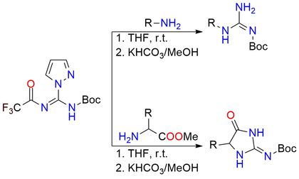 N-Boc-N′-TFA-pyrazole-1-carboxamidine