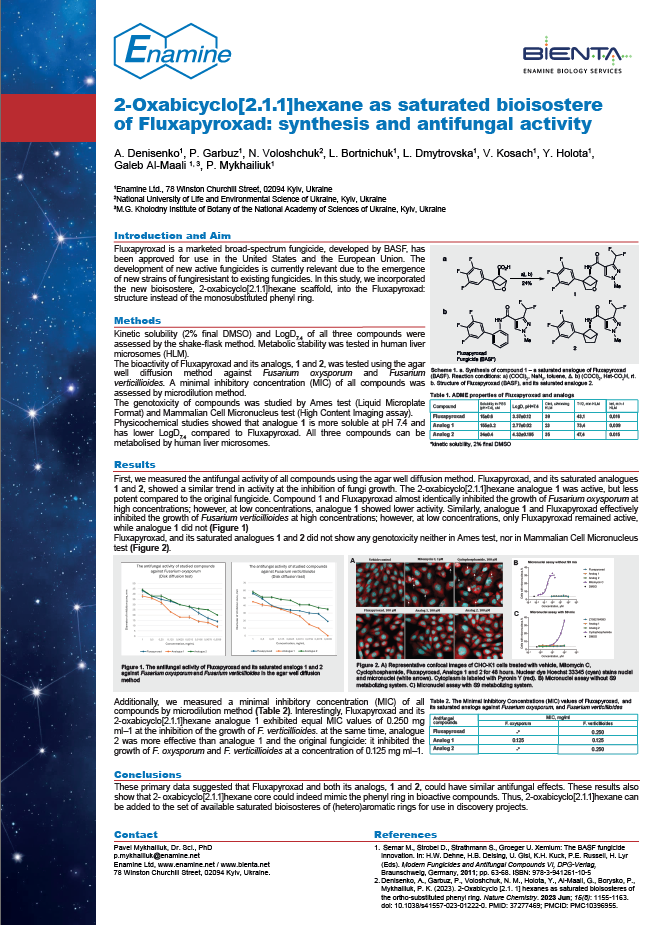 2-Oxabicyclo[2.1.1]hexane as saturated bioisostere of Fluxapyroxad: synthesis and antifungal activity