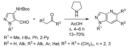N-Boc-4-aminopyrazole-5-carbaldehydes in Friendländer synthesis of pyrazolo[4,3-b]pyridines
