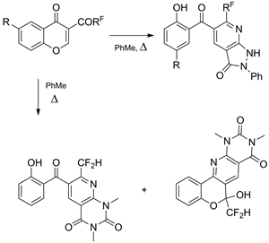 Reactions of 3-(Polyfluoroacyl)chromenones with Heterocyclic Amines: Novel Synthesis of Polyfluoroalkyl-Containing Fused Pyridines