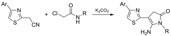 Synthesis of 5-Amino-4-(4-aryl-2-thiazolyl)-2,3-Dihydro-2-Pyrrolones